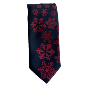 Hallmark Holiday Traditions Men's Holiday Snowflake Black Red Tie